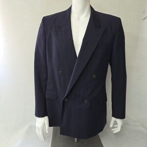 Redaelli Double Breasted Blazer Mens 40R Navy Blue Wool Peak Lapel Made in Italy